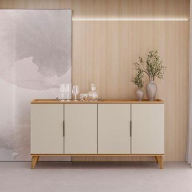 Imagem de Buffet Aparador 4 Portas 160cm Pés de Madeira Chanfrado Mica L04 - D R