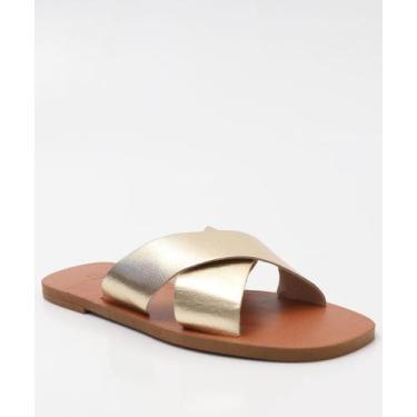 Imagem de Rasteirinha Feminina Metalizada Marisa Dourado-65100, Dourado, 36