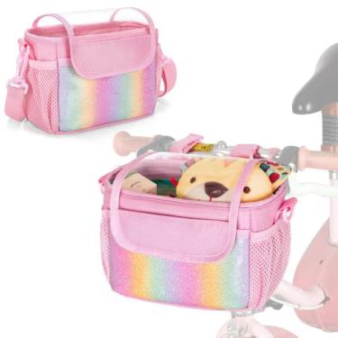 Imagem de Cesta de bicicleta infantil GRAOSO rosa impermeável com alça