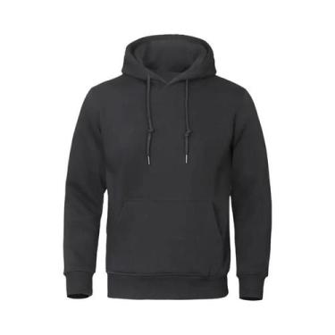 Imagem de Moletom Masculino De Fleece Quente Com Capuz, Casual, Cor Sólida, Moda