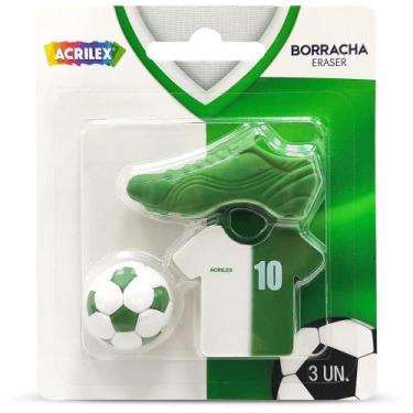 Imagem de Borracha Decorada Futebol VERDE/BRANCO PCT.C/06 - Acrilex