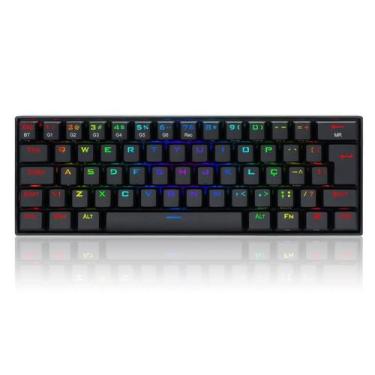 Imagem de Teclado Mecânico Redragon Draconic RGB Sem Fio 60% Switch Marrom Preto