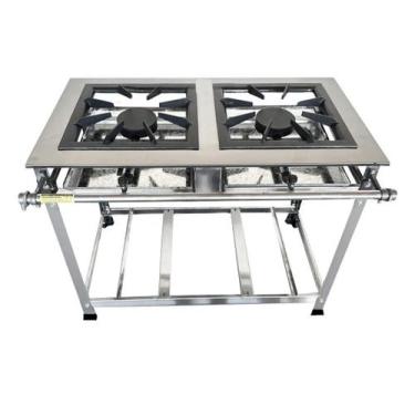 Imagem de Fogão Industrial 2 Bocas 40x40 Ap P8 em Aço Inox Leona
