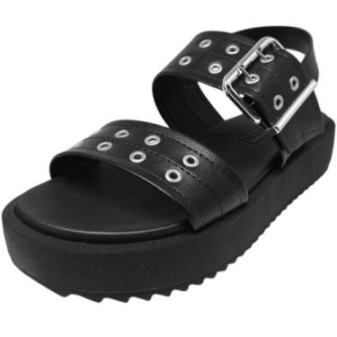 Imagem de Sandalia Feminina Flatform Conforto Festa Moda Moleca, Preto, 35