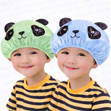 Imagem de Kit 2 Toucas de Banho Infantil com Cheirinho  PVC Reutilizável Panda -
