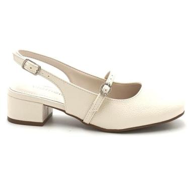 Imagem de Sapato Scarpin Feminino Salto Bloco Usaflex AL22020, Vanilla, 35