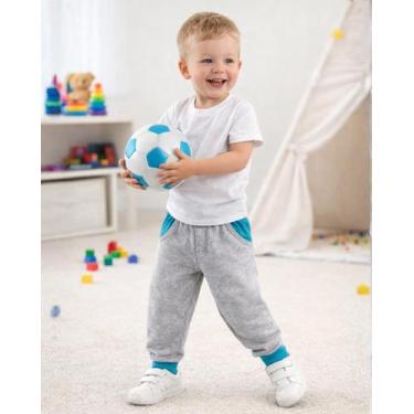 Imagem de Calça Moletom Bebê Infantil Menino Peluciada Inverno Jogger com Bolso 