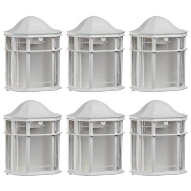 Imagem de Kit 6 Arandelas Luminárias de Parede Externa Branca Clássica Colonial De Ville Dital
