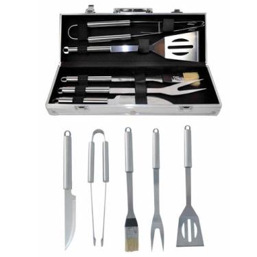Imagem de Kit churrasco 5 peças em aço inox maleta em aluminio casita