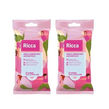 Imagem de Kit 2 Lenços Umedecidos Antissépticos Yoga Ricca 10 unidades