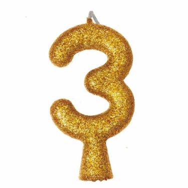 Imagem de Vela de Aniversário Puro Glitter Dourada - Festcolor, 3