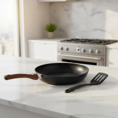 Imagem de Frigideira Cerâmica Antiaderente Grande 24cm Indução Cooktop Frita Sem