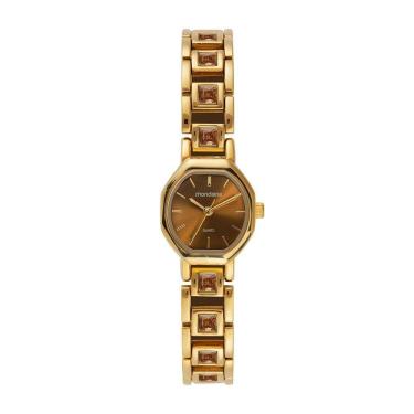 Imagem de Relógio Feminino Analógico Quadrado Dourado com Pulseira de Metal Mondaine