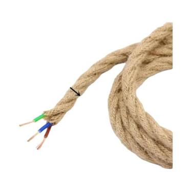Imagem de Cabo Têxtil Trançado De Cobre E Corda De Cânhamo Estilo Retrô 2 Ou 3 V