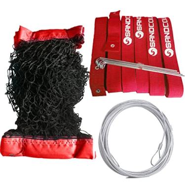 Imagem de Rede Beach Tennis 4 Lonas Mais Cabo e Fita de Marcação - Kit (vermelho)