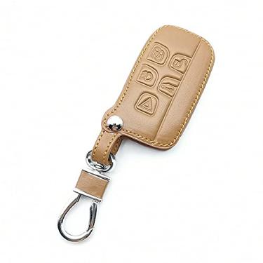 Imagem de WSWJDW Capa inteligente de couro com 5 botões Bolsa para chave do carro Capa chaveiro chaveiro Bolsa para chaves, adequado para Land Rover Range Rover Evoque Sport Evoque Discovery, marrom