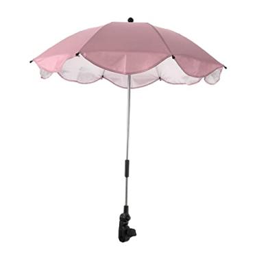 Imagem de Baby Stroller Parasol - Ajustável 360 Fácil Dobrável Dobrável Destacável Capa de terre para Buggy Bleachers Tro, Cor de rosa
