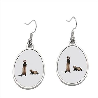 Imagem de Brincos de dois furões fofos – Brincos pendurados para meninas – Presente de festa de aniversário dos namorados