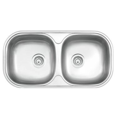 Imagem de Cuba Dupla Retangular Inox Acetinado 78X40 34Bs Tramontina