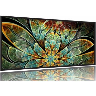 Imagem de Quadro Decorativo Flor Fractal 130x60 Moldura Preta 2x2