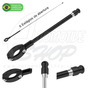 Imagem de Antena Corta Pipa Moto Retrátil Guidao Aço Inox 7/8&quot; Preto
