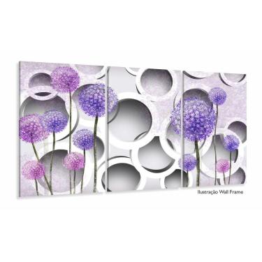 Imagem de Quadro Decorativo Flores Dente De Leão Lilas Estilo 3d 120x6