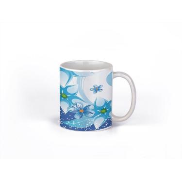 Imagem de Caneca ECF Flores Azuis Branca Porcelana 325ml