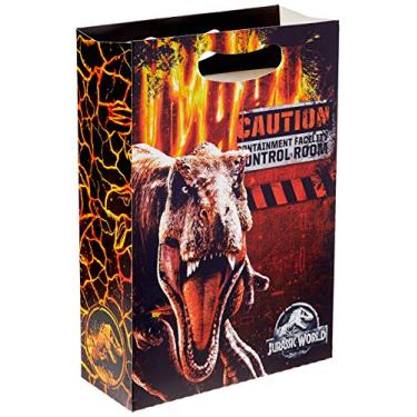 Imagem de Caixa Para Presente Plus Cromus Embalagens na Estampa Jurassic World com Aba de Fechamento e Alça 22x9x32 cm com 10 Unidades