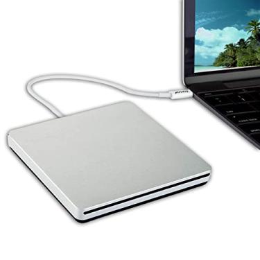 Imagem de Ploveyy USB-C Superdrive leitor externo DVD/CD e gravador DVD/CD para MacBook Air/Pro/iMac/Mini/MacBook Pro/ASUS/DELL Latitude com porta USB-C Plug and Play - prata, série premium