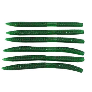 Imagem de Shanrya Iscas de macarrão artificial, peças refletivas piam mais rápido redução da poluição da água alta taxa de sal isca macia para pesca (verde escuro)