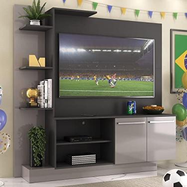 Imagem de Estante com Painel Tv 55" e 2 portas França Multimóveis Br2473 Preto/lacca Fumê