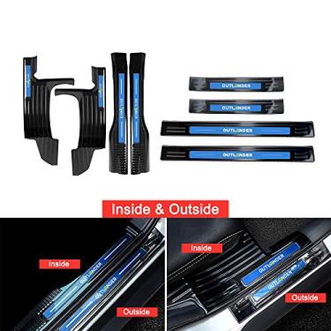 Imagem de 8 peças serve para Mitsubishi Outlander 2013-2021 exterior dentro do peitoril da porta placa de proteção - preto