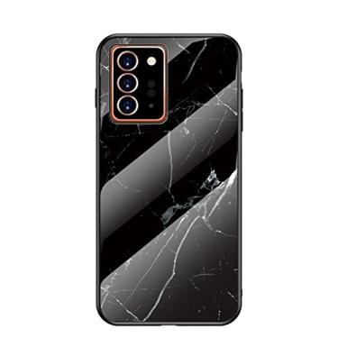 Imagem de OIOMAGPIE Capa de telefone de vidro temperado com padrão de textura de mármore criativa para Samsung Galaxy A70 A50 S A30 A20 A31 A21 A11 A10S capa traseira, capa fina fresca (preto B, A30/A20)