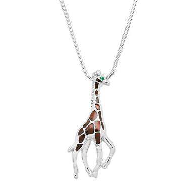 Imagem de Falari Colar com pingente de girafa strass cristal r dio polido, Metal Strass