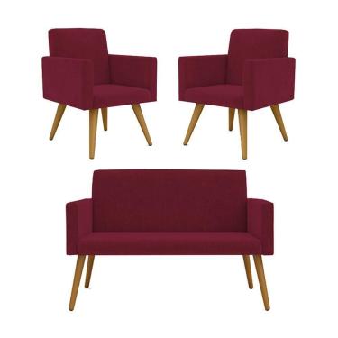 Imagem de Kit Namoradeira + 2 Poltronas Nina Balaqui Decor Marsala