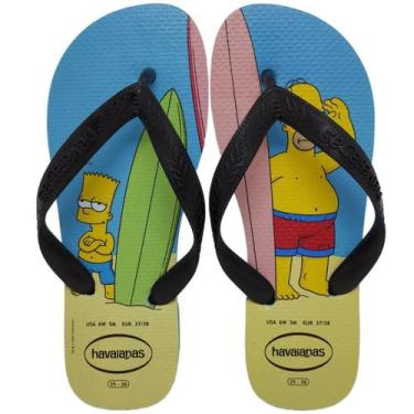 Imagem de Chinelo Havaianas Top Simpsons Preto/Azul Bart Homer - Masculino