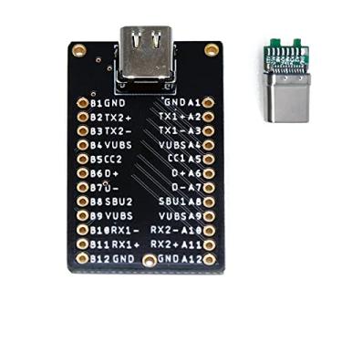 Imagem de Treedix USB Tipo C fêmea 24 pinos completos saída placa de breakout tomada de teste com conector macho
