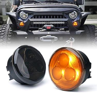 Imagem de Xprite Conjunto de luzes de seta LED âmbar com lentes fumê para Jeep Wrangler JK 2007-2018