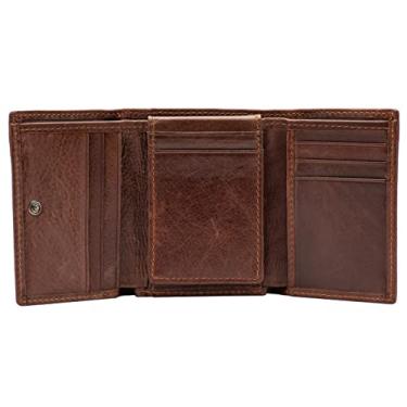 Imagem de Carteira masculina de couro dobrável com suporte para identidade e bloqueio RFID (café), café, Café