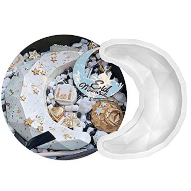 Imagem de XMOX Molde de silicone de lua 3D DIY bandejas de molde de bolo de mousse, picolé de chocolate, cera livre de BPA, resina epóxi, molde de argila, máquina de sorvete caseira