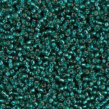 Imagem de Teal Silver Lined Miyuki Japanese round rocailles glass seed beads 11/0 Approximately 24 gramme 13cm tube