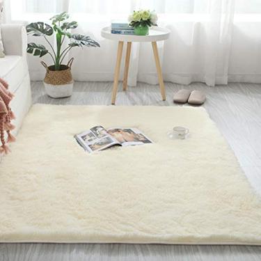 Imagem de Tapetes de área fofos, desgrenhados cor sólida super macio antiderrapante e lavável tapete para sala de estar quarto estudo banheiro varanda tapete de cabeceira infantil, bege, 60 * 160 cm