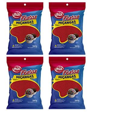 Imagem de Kit 4 Confeito Miçanga Granulado Brigadeiro, Doces, Confeitaria Várias Cores (Vermelha)