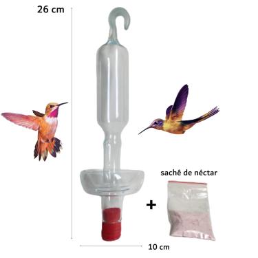 Imagem de Bebedouro de vidro 02 saídas com prato para beija flor e pássaros ar livre