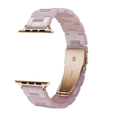 Imagem de MaKTech Pulseira de Resina de Peso Leve com Fecho de Aço para Apple Watch Série 11/10/9/8/7,SE 3/2/1 [2025] (42mm/41mm/40mm,Cor de Rosa)