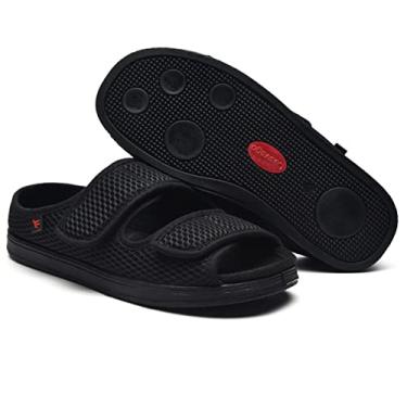 Imagem de Chinelos Diabéticos Femininos,Casual Ortopédico Sapatos de Caminhada Diabéticos,Fertilizante Confortável Sapatos de Edema de Idosos para Pés Inchados,fechamento Ajustável (Color : Black, Size : 45 E