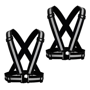 Imagem de Colete refletivo, pacote com 2, coletes de segurança refletivos de alta visibilidade para homens e mulheres para corrida noturna, caminhada e ciclismo (preto)