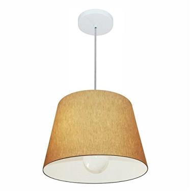 Imagem de Lustre Pendente Cone Cúpula Tecido 30/40x30 cm, Vivare Iluminação, Pendente4240 LP, Palha, Médio