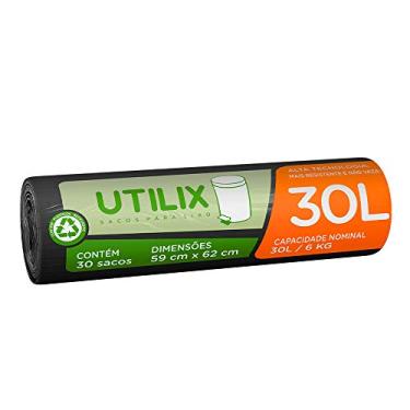 Imagem de Utilix 510024312 - Saco para lixo, 30 litros, Preto, Rolo com 30 sacos