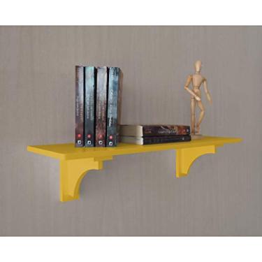 Imagem de Prateleira Decorativa Suporte para Livros com Cantoneira Mão Francesa Amarelo Laca